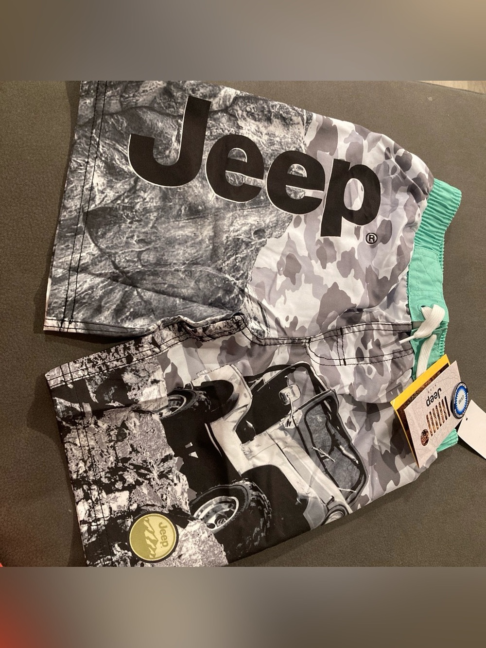 Jeep Boys Gray Camo Swim Shorts with shirt set